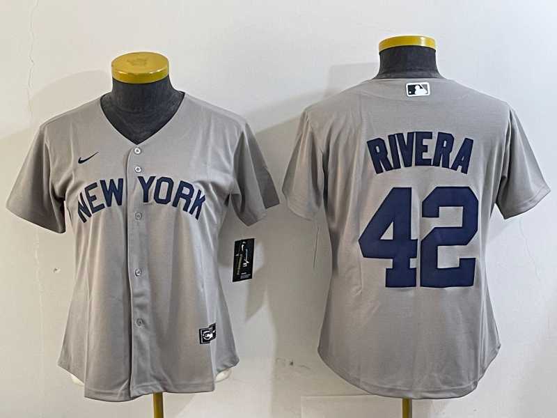 Women%27s New York Yankees #42 Mariano Rivera Grey Field of Dreams Cool Base Jersey->cincinnati reds->MLB Jersey